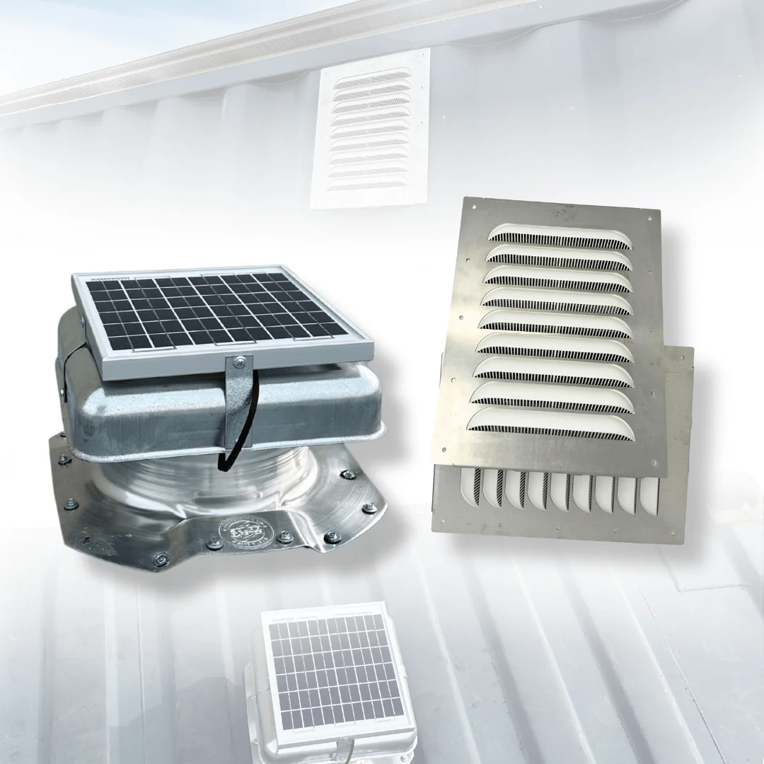 Container Ventilation Bundle – Rectangular Louvered Side Vents (2-Pack) + Solar-Powered Container Vent - Image 3